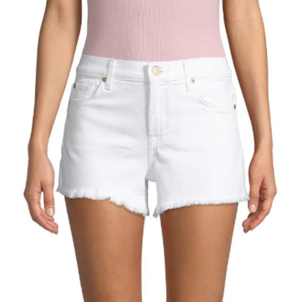 7 for All Mankind Denim Cut-Off Shorts White 27